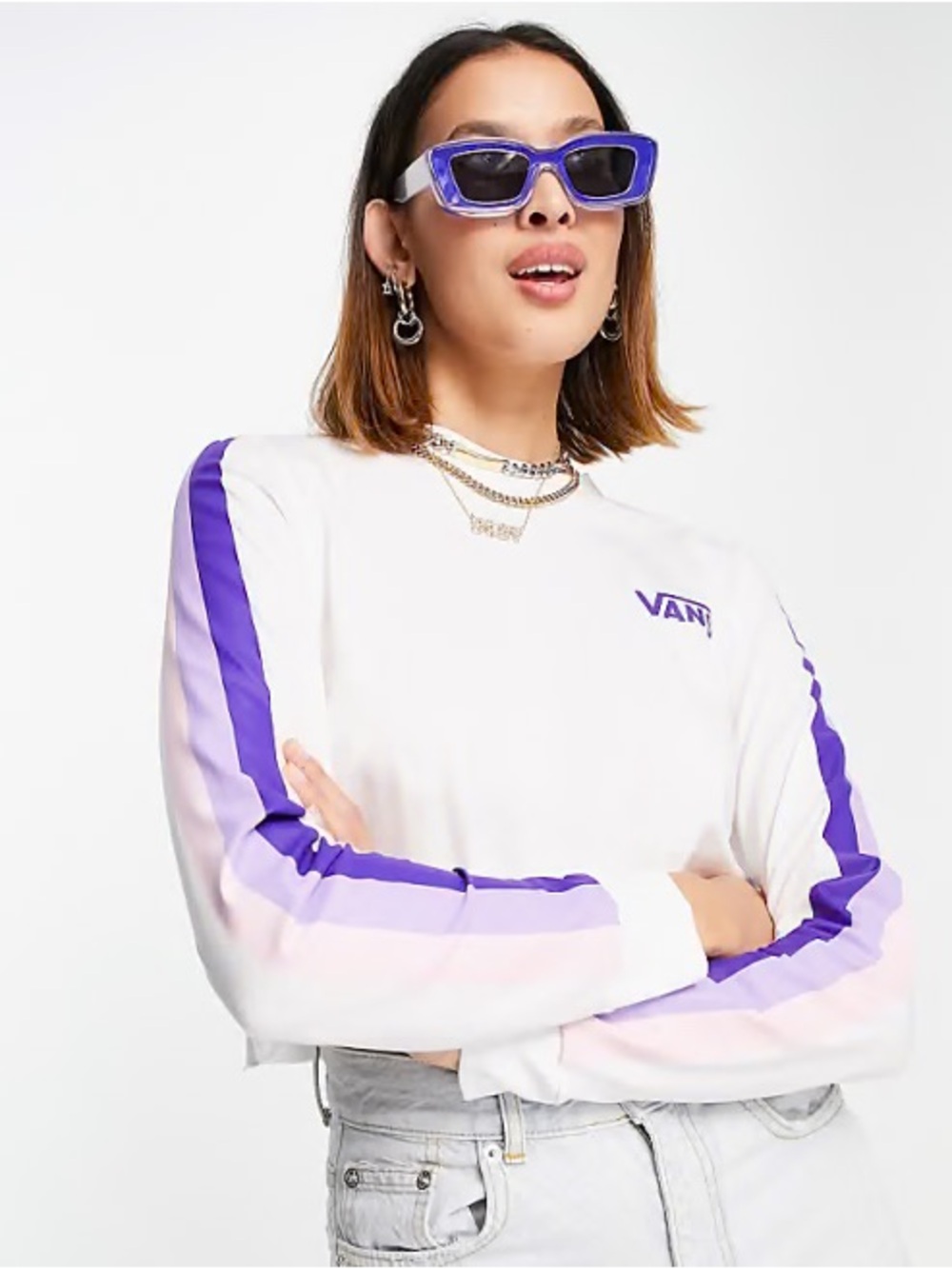 Vans long sleeve colorful striped crop teeshirt